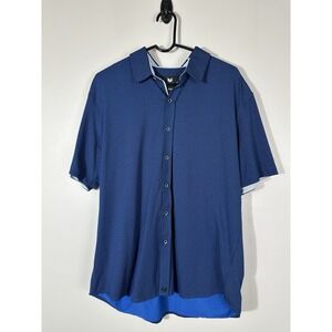 Butter Cloth Shirt Mens XL Blue Icy Cotton Button Up Regular Fit Short Sleeve